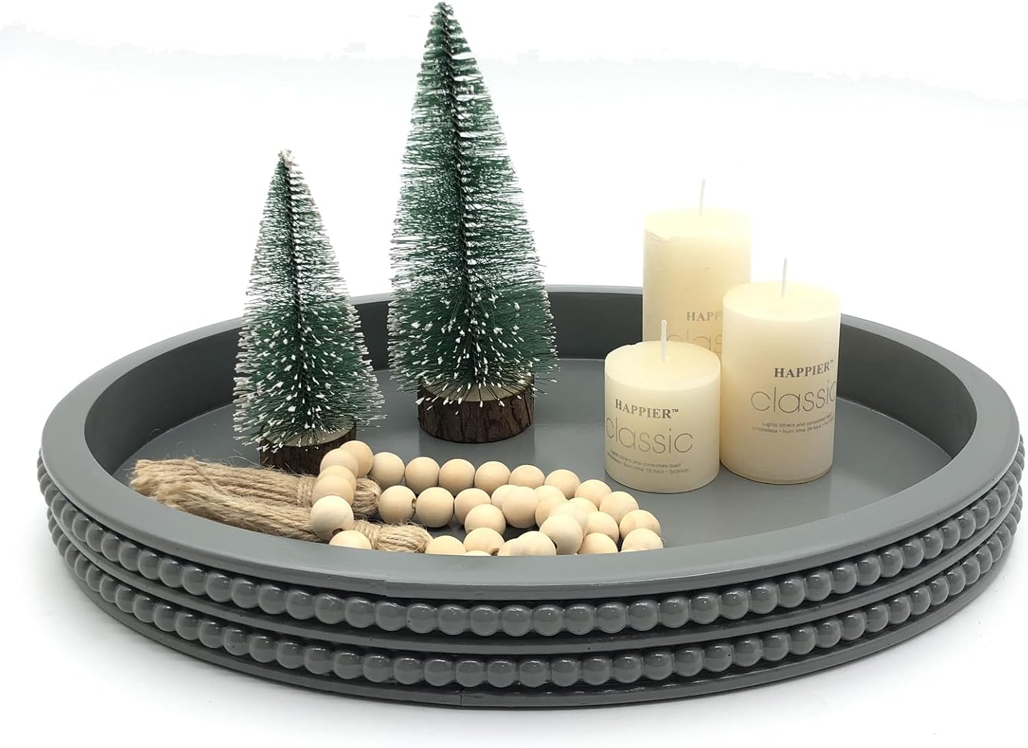 Oval Wooden Tray / Gray
