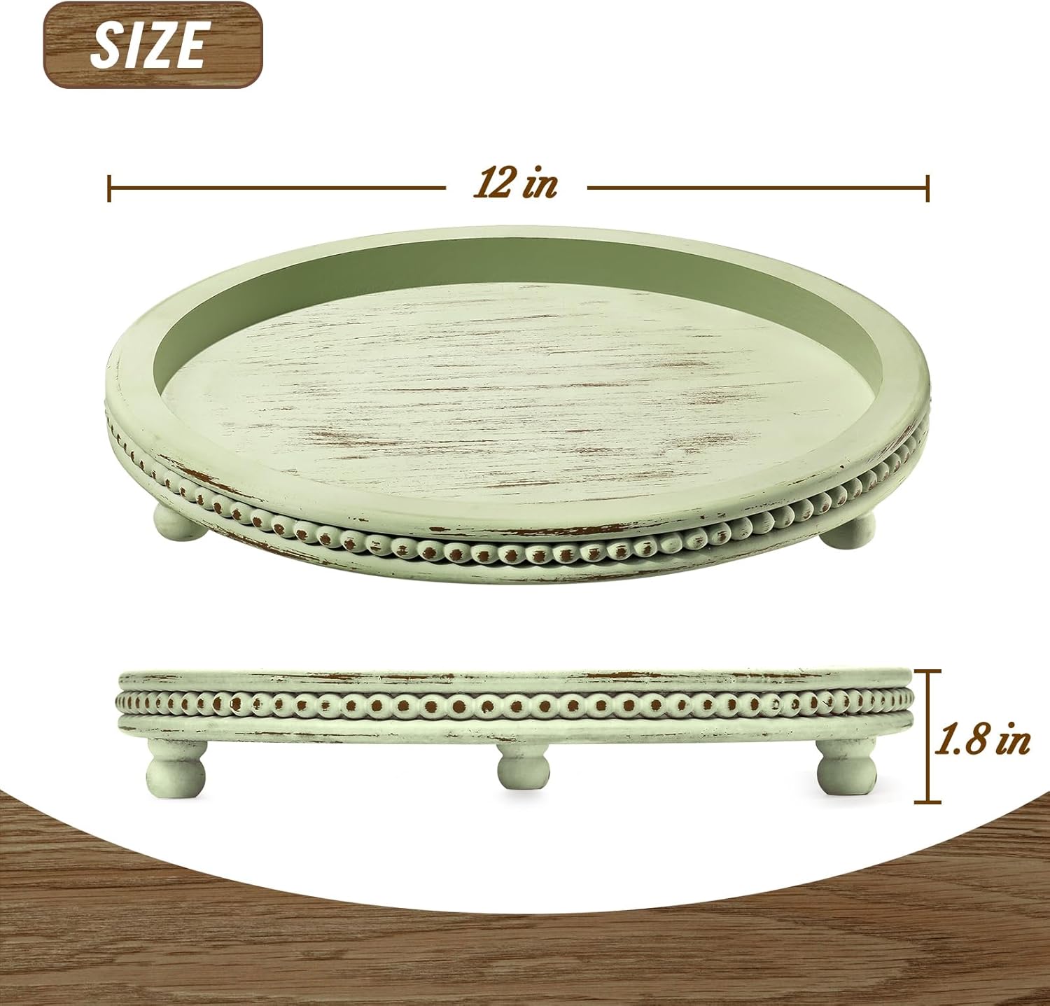 Handmade Wooden Decorative Tray / Sage