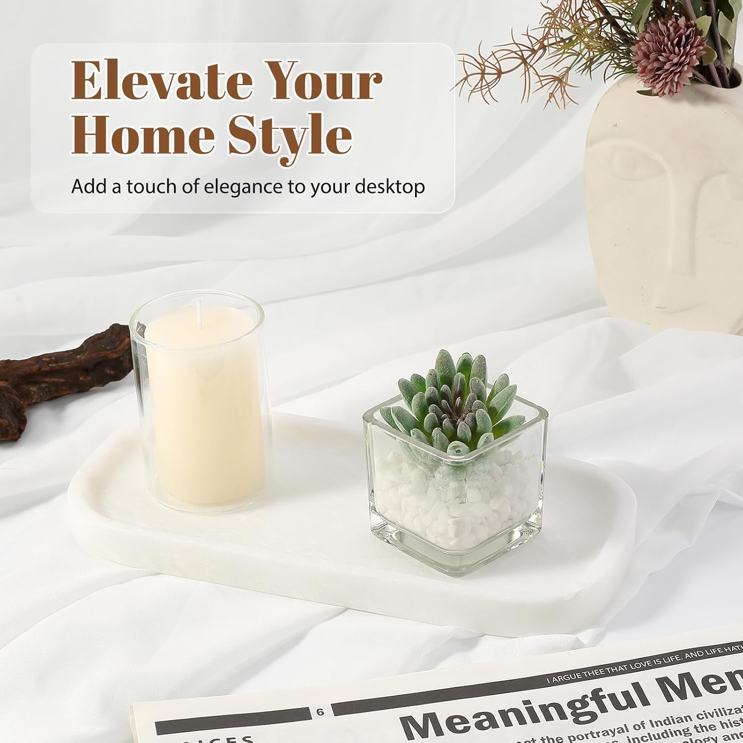 Marble Tray / Marble Vanity Tray / 10 x 4.72 / Namib Bianco