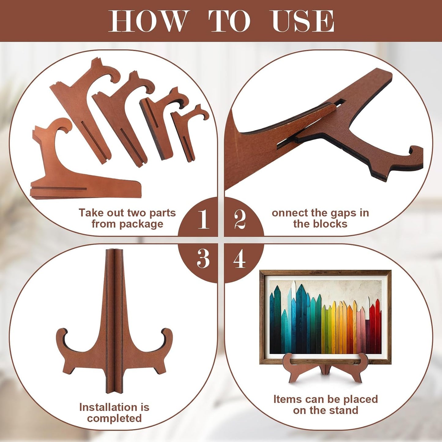 Plate Stands for Display Wooden Display Stand Holder 5/6/7/8/9/ for Displaying / 10 Inch / Set of 8