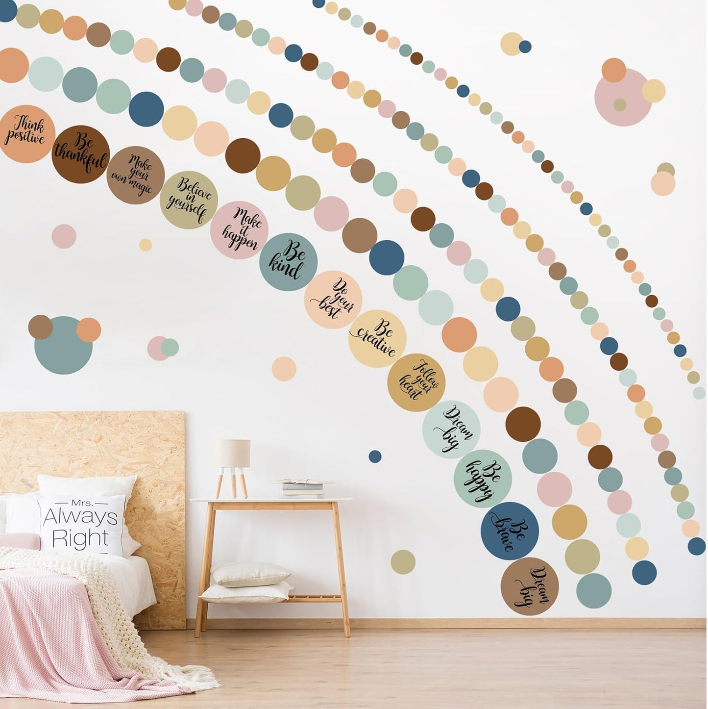 Polka Dot Wall Decals Inspirational Dots Wall Stickers Removable Peel / Morandi Color / Set of 576