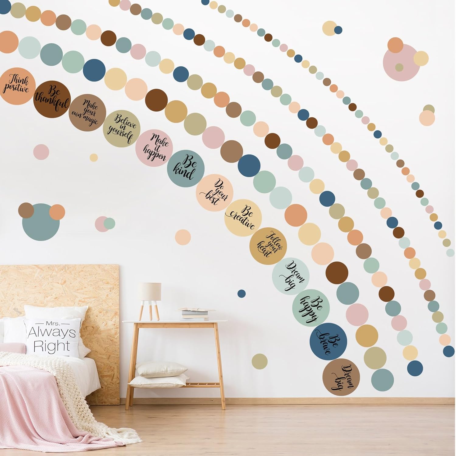 Polka Dot Wall Decals Inspirational Dots Wall Stickers Removable Peel / Morandi Color / Set of 576