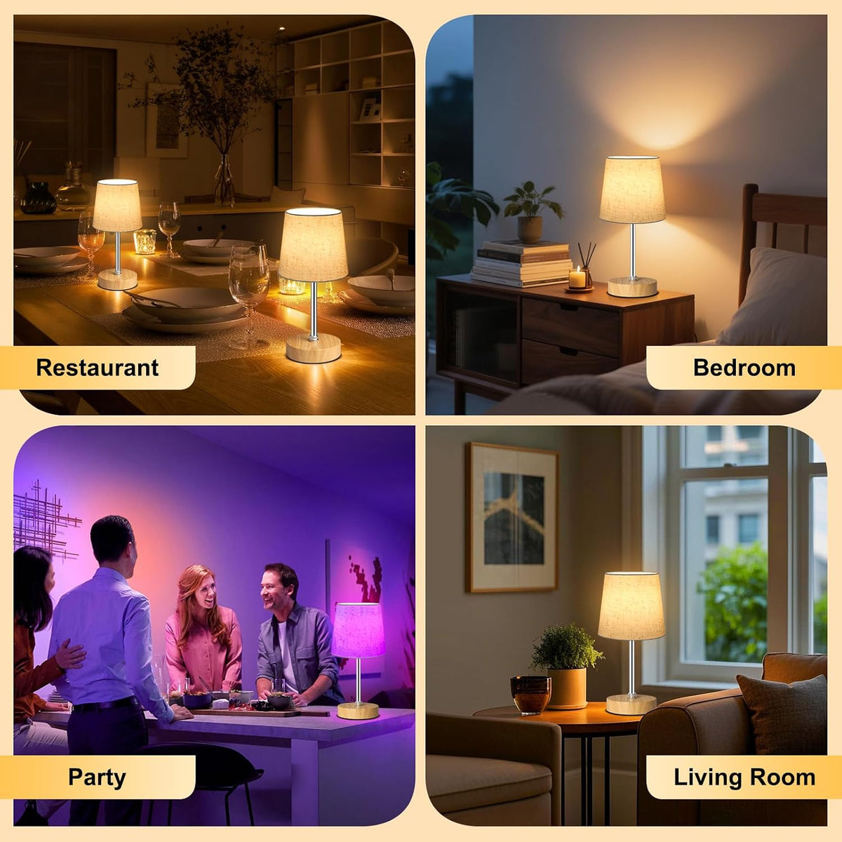 Wowag Small Cordless Table Lamp,5000mAh Rechargeable Battery Operated Desk Lamp,3 Colors & 7 RGB Stepless Dimmable