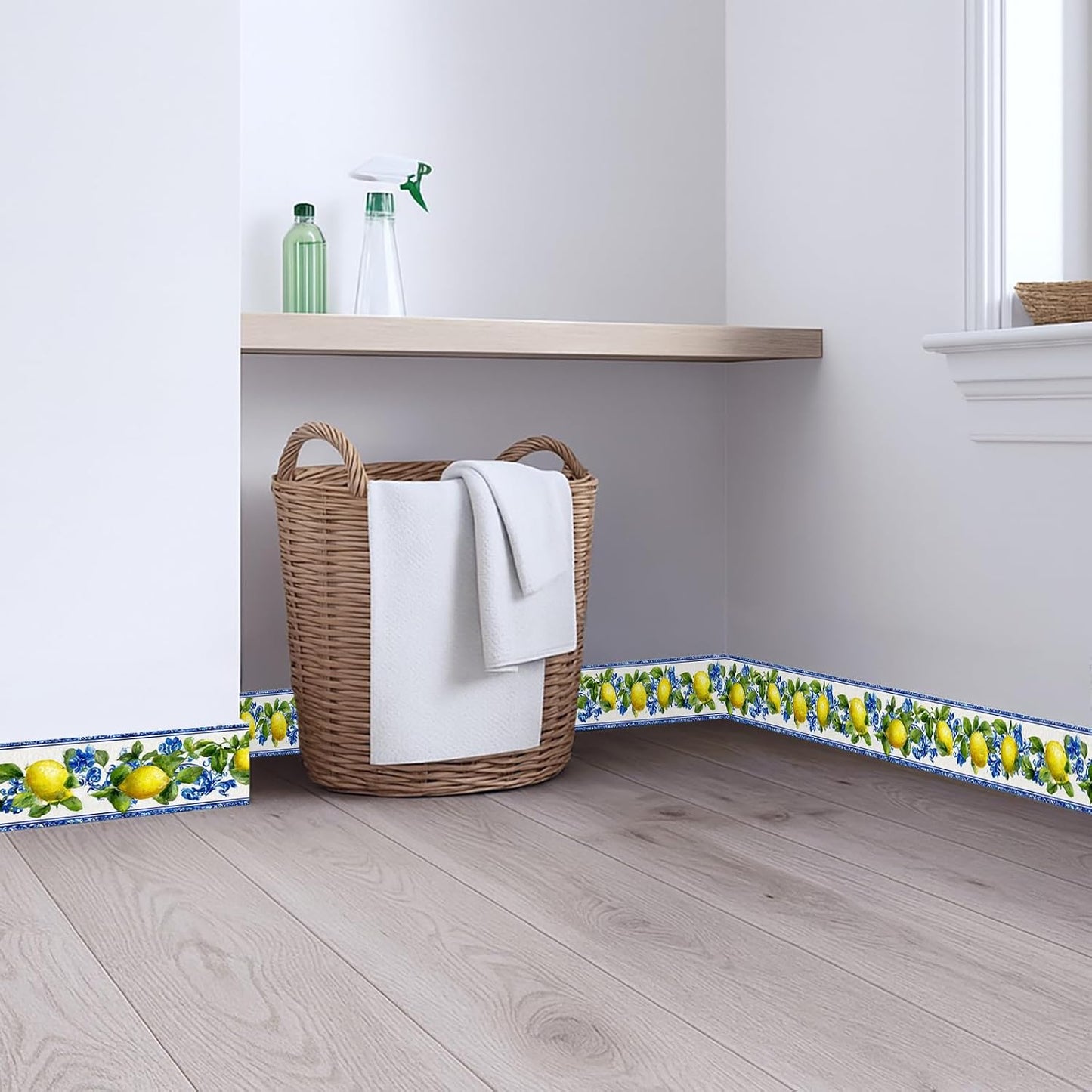 Lemon Wallpaper Border Peel and Stick Wall Border Citrus Fruit Pattern / Lemon / Yellow / 196 x 4