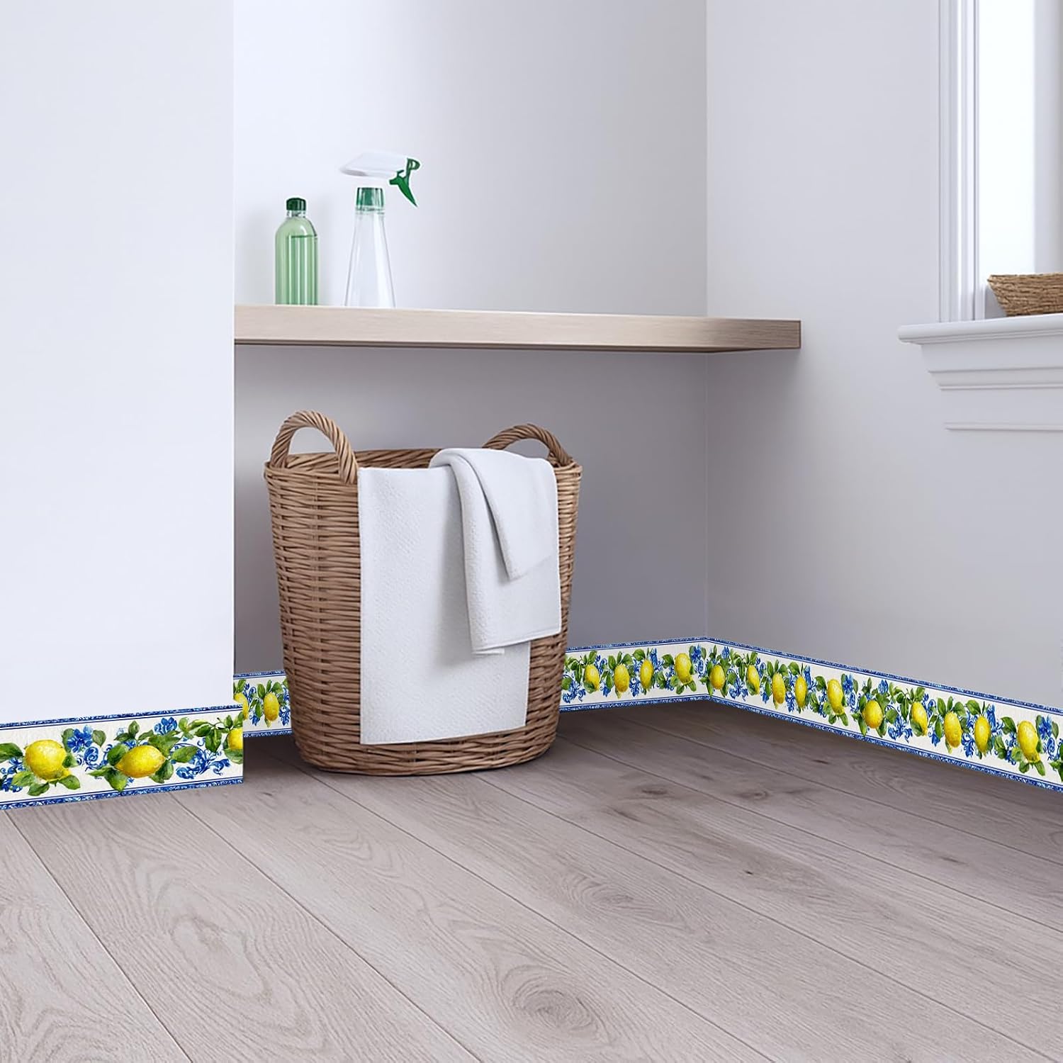 Lemon Wallpaper Border Peel and Stick Wall Border Citrus Fruit Pattern / Lemon / Yellow / 196 x 4