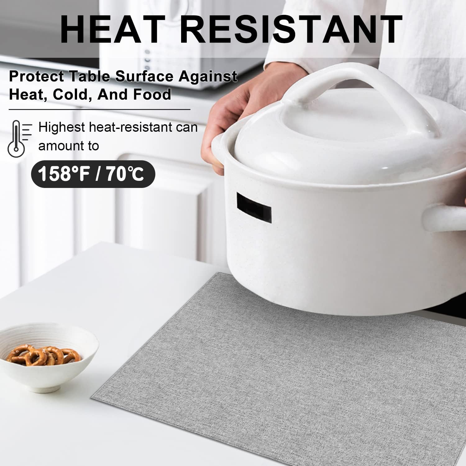 Cloth Placemats Set of 6, Cotton Linen Blend Machine Washable Durable Linen Table Mats, Heat Resistant Placemats