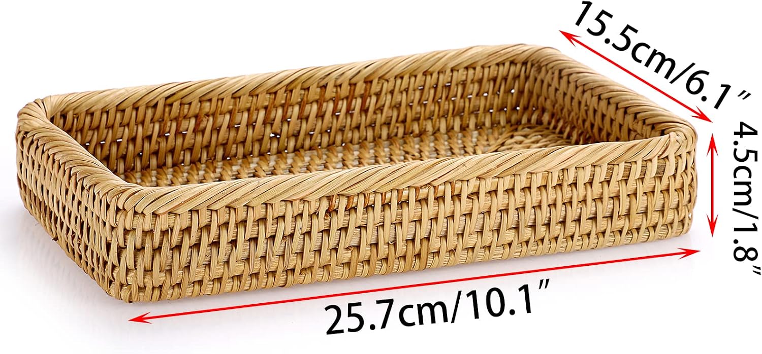 Rattan Bathroom Vanity Tray / Yellow / 10 x 6.1 x 1.8