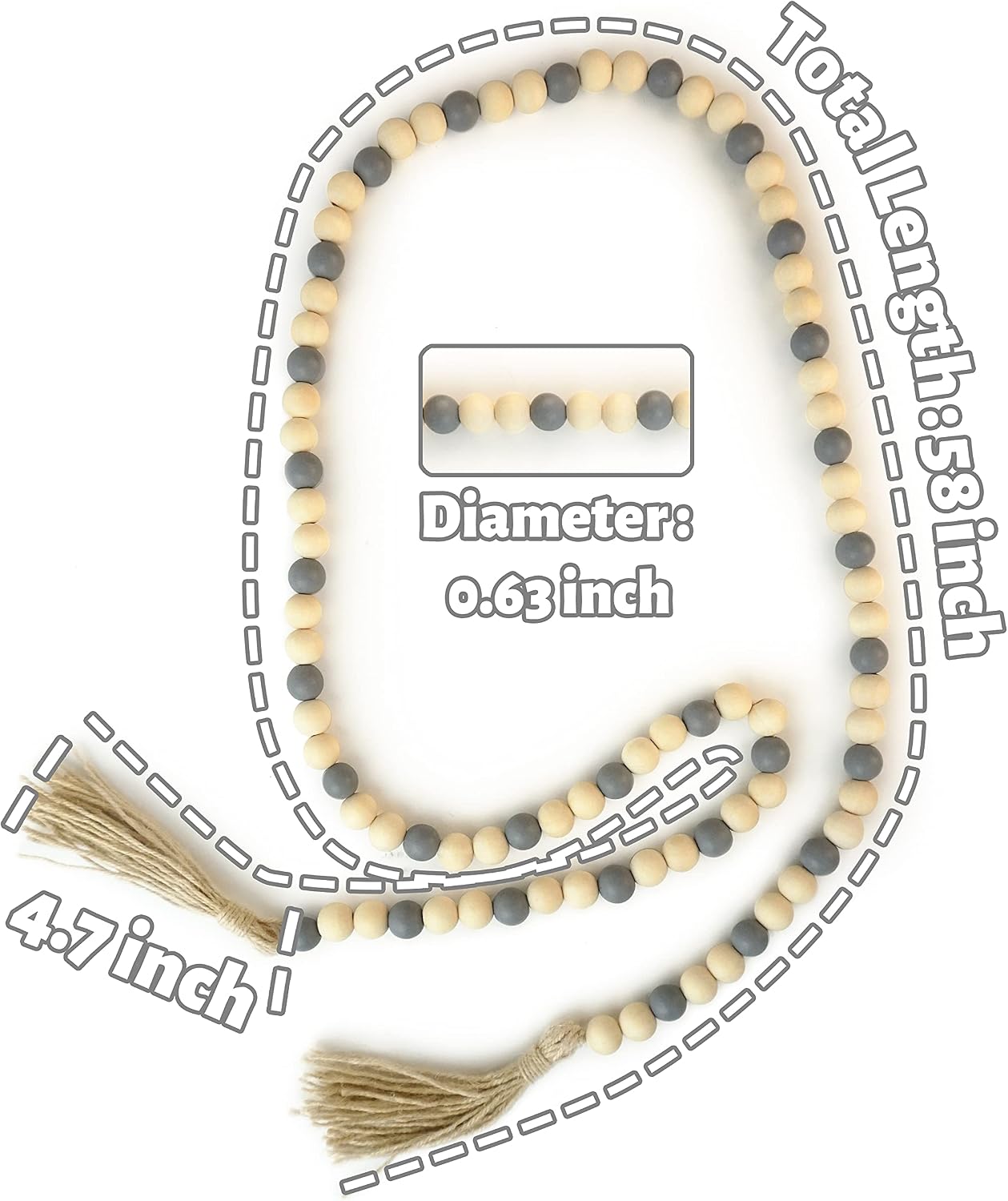 Wood Bead Garland / 61 Inch