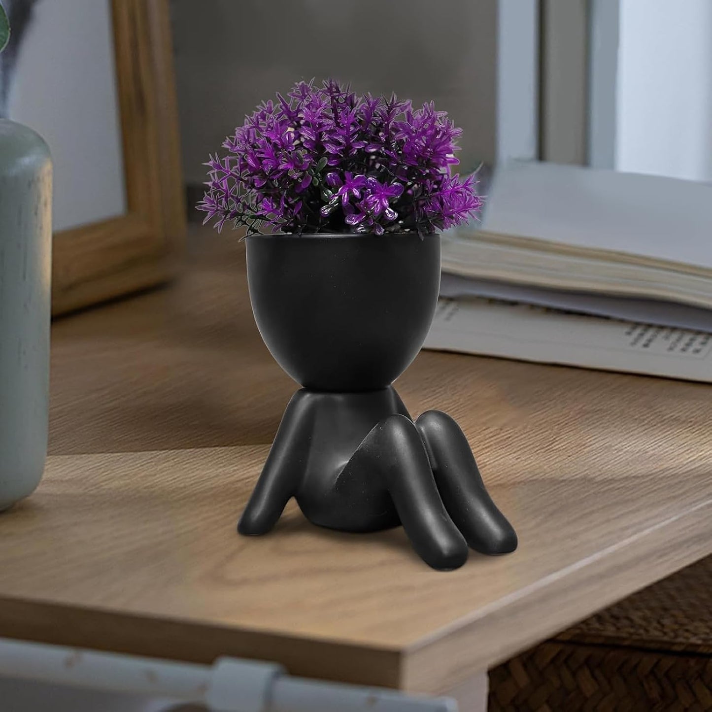 Fake Plants Mini Artificial Greenery Potted Plant / Black-g