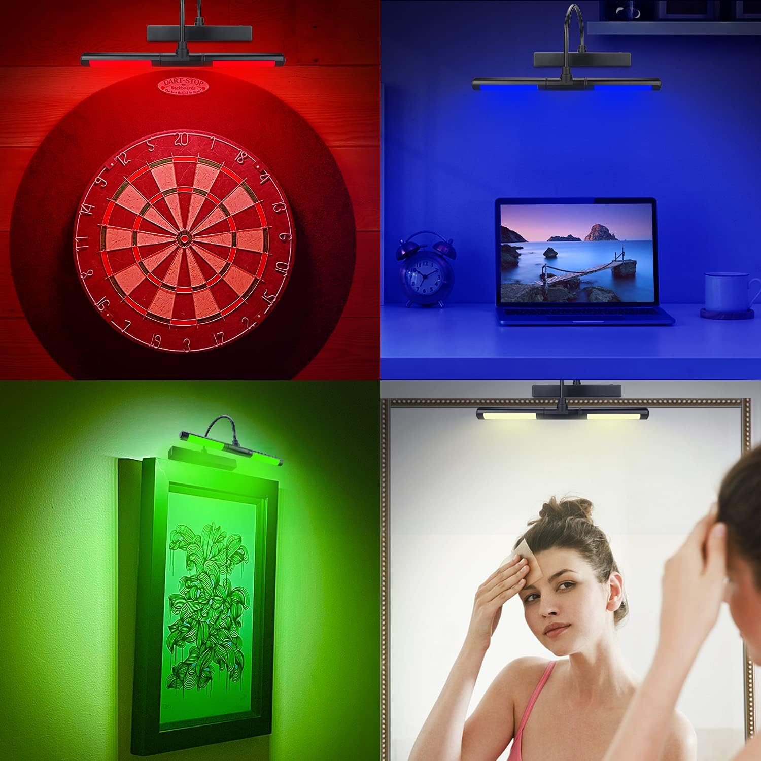 LUXSWAY Picture Lights Rechargeable,Painting Light for Picture with Aluminum Finish,Upgrade 12 Color Changing Art