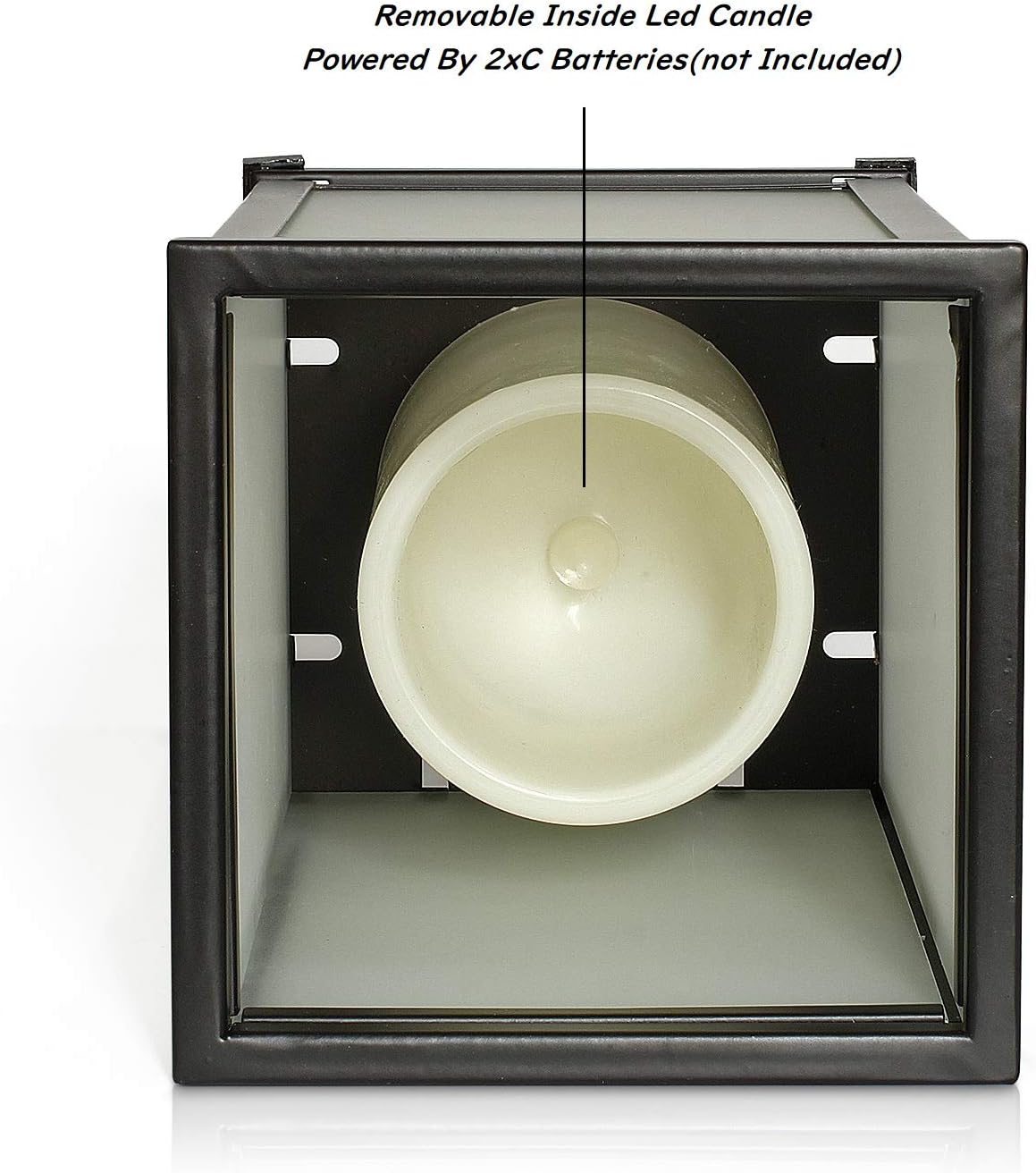 Decorative Led Candle Lantern with Timer Rustic Candle Lantern with Twelve Magnetic Seasonal Themed Panels ,5 x 5 x