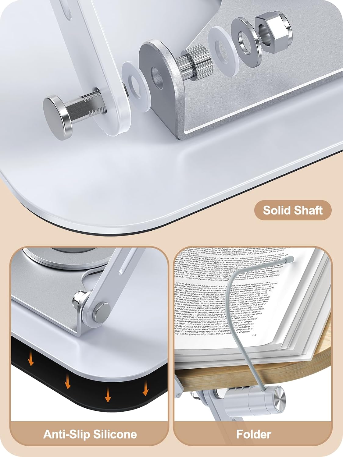 MOKURU Book Stand for Reading, 360° Adjustable Book Holder, Foldable Book Holder Stand, Cookbook Stand, Textbook Stand