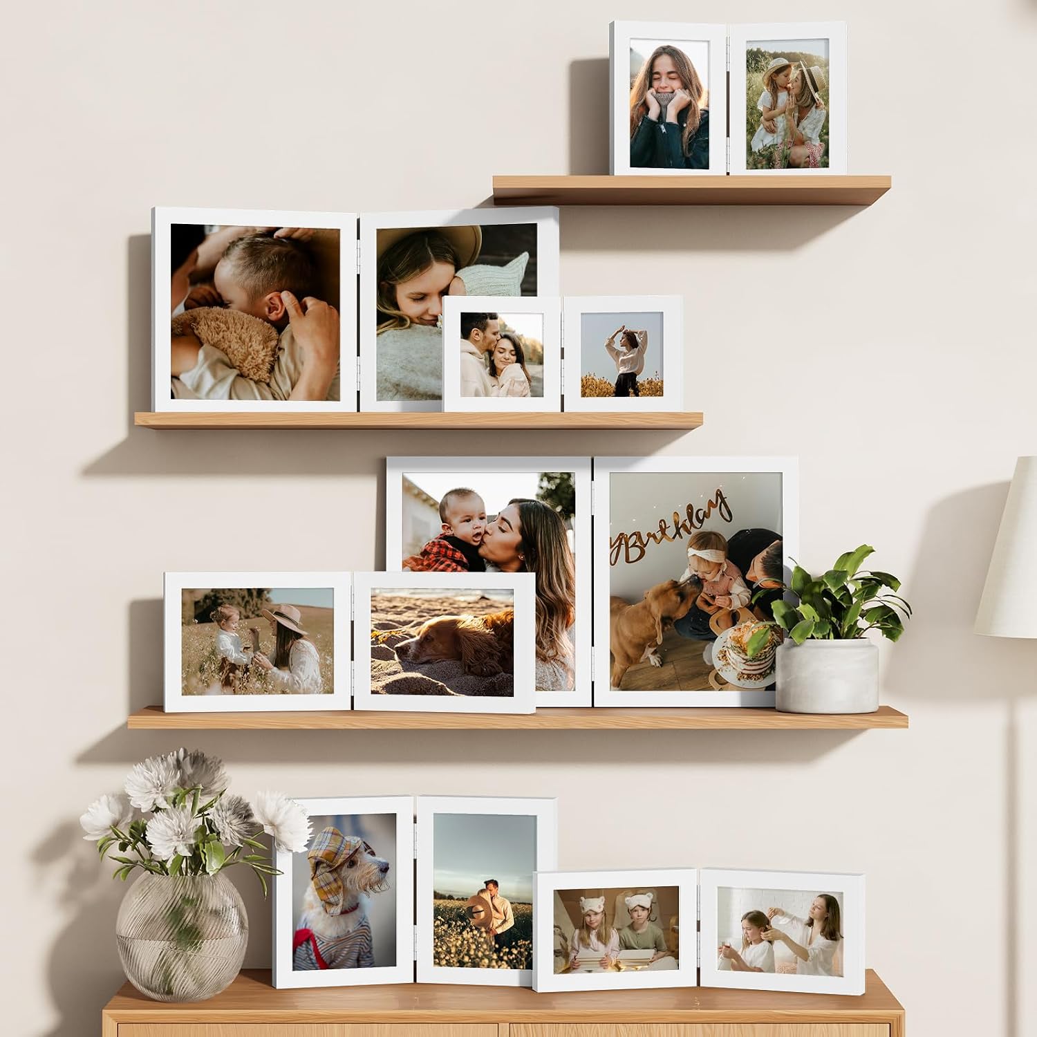 Double Picture Frame / White / 5 x 7