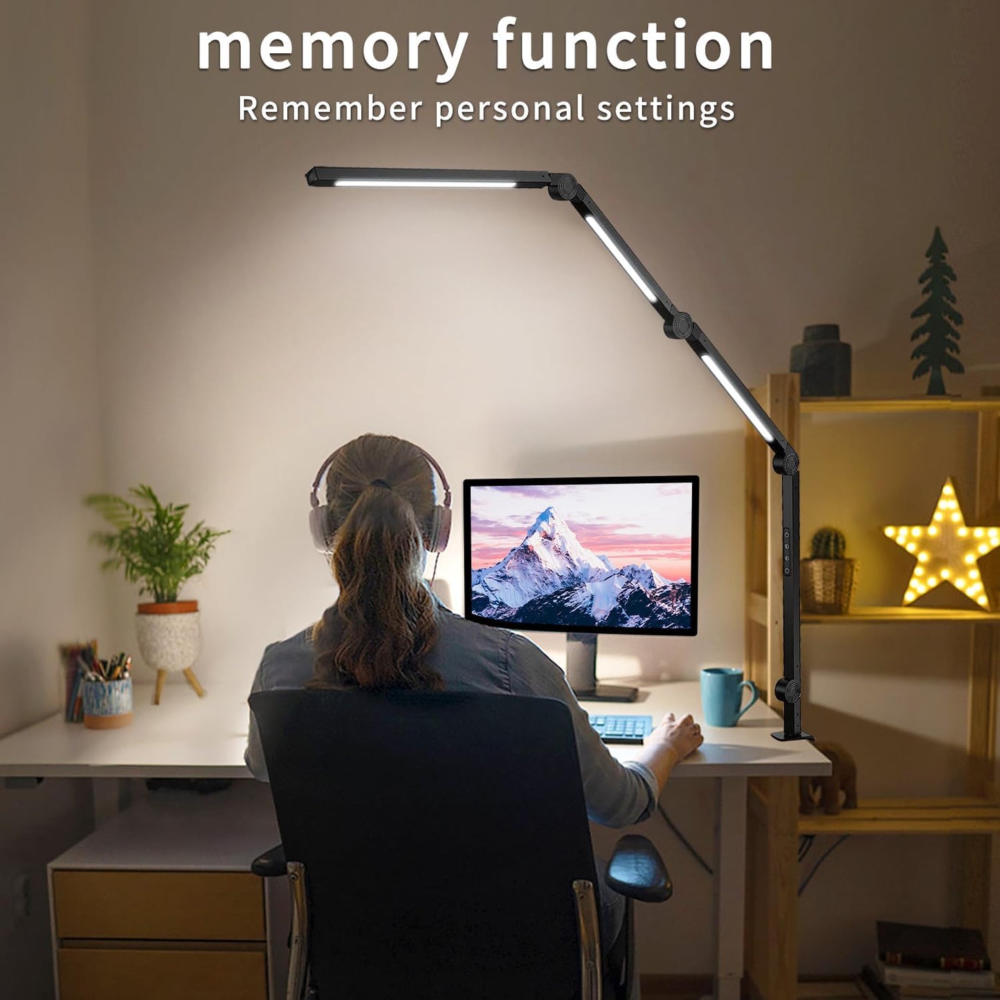 LED Desk Lamp with Clamp & Flexible Arm - 3 Light Sources, 4 Color Modes & 5 Brightness Levels, Eye-Caring Table Light