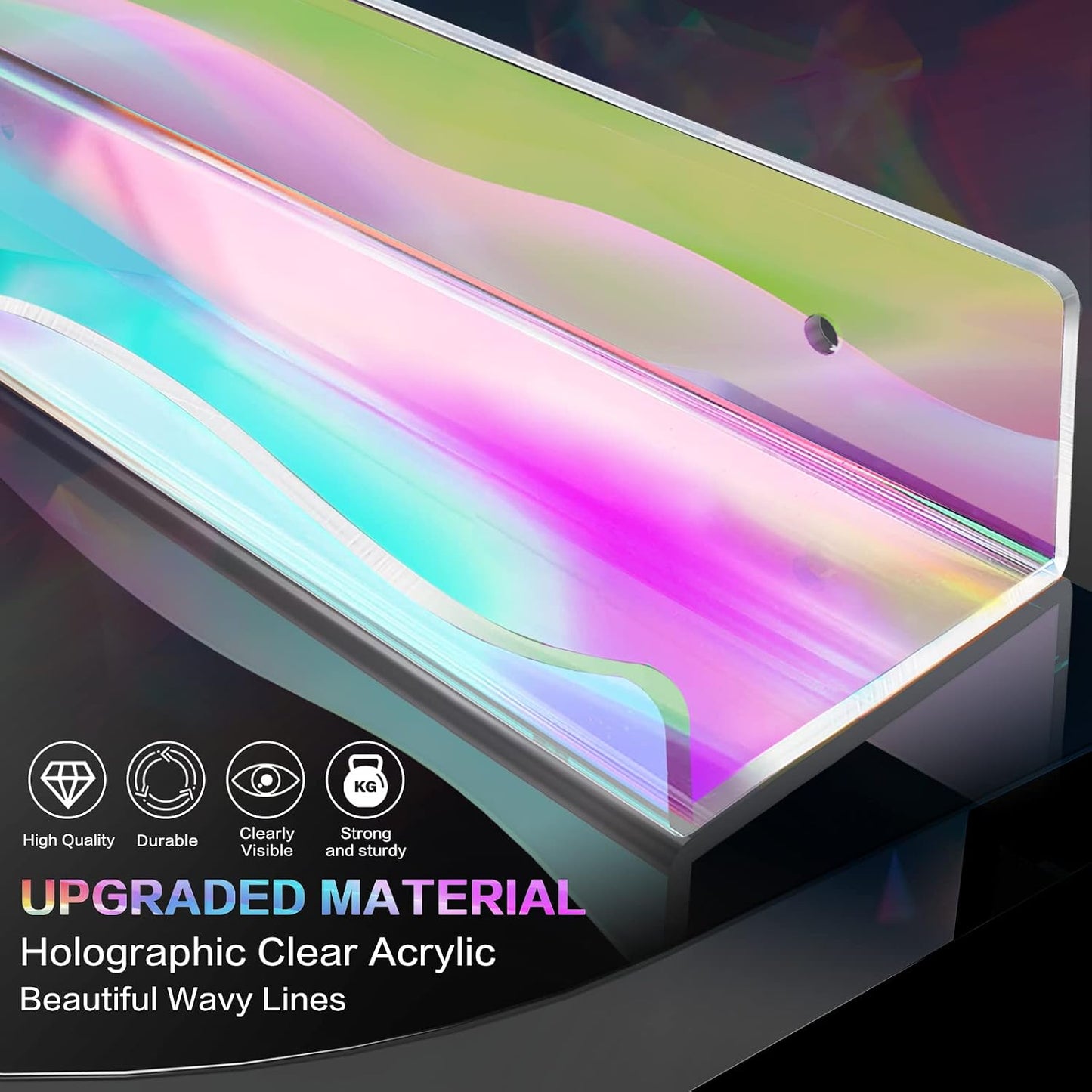 DILIBRA 6 Packs Iridescent Clear Acrylic Floating Shelves, 15.7 Inch Large | Set up for Funko Pop Display Case Picture