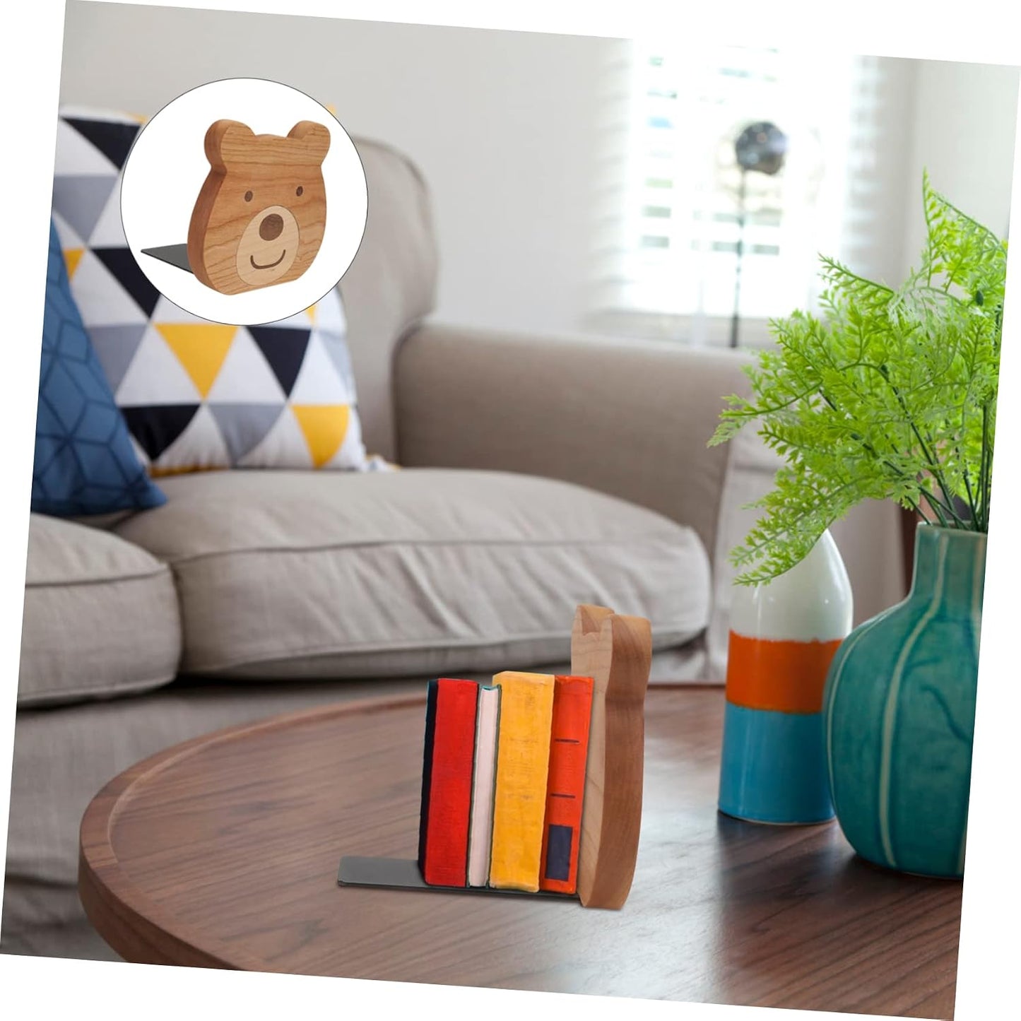 Little Bear Bookli Cartoon Bear Shaped Bookends Wooden Book Stands for Kids Home Office / Set of 2