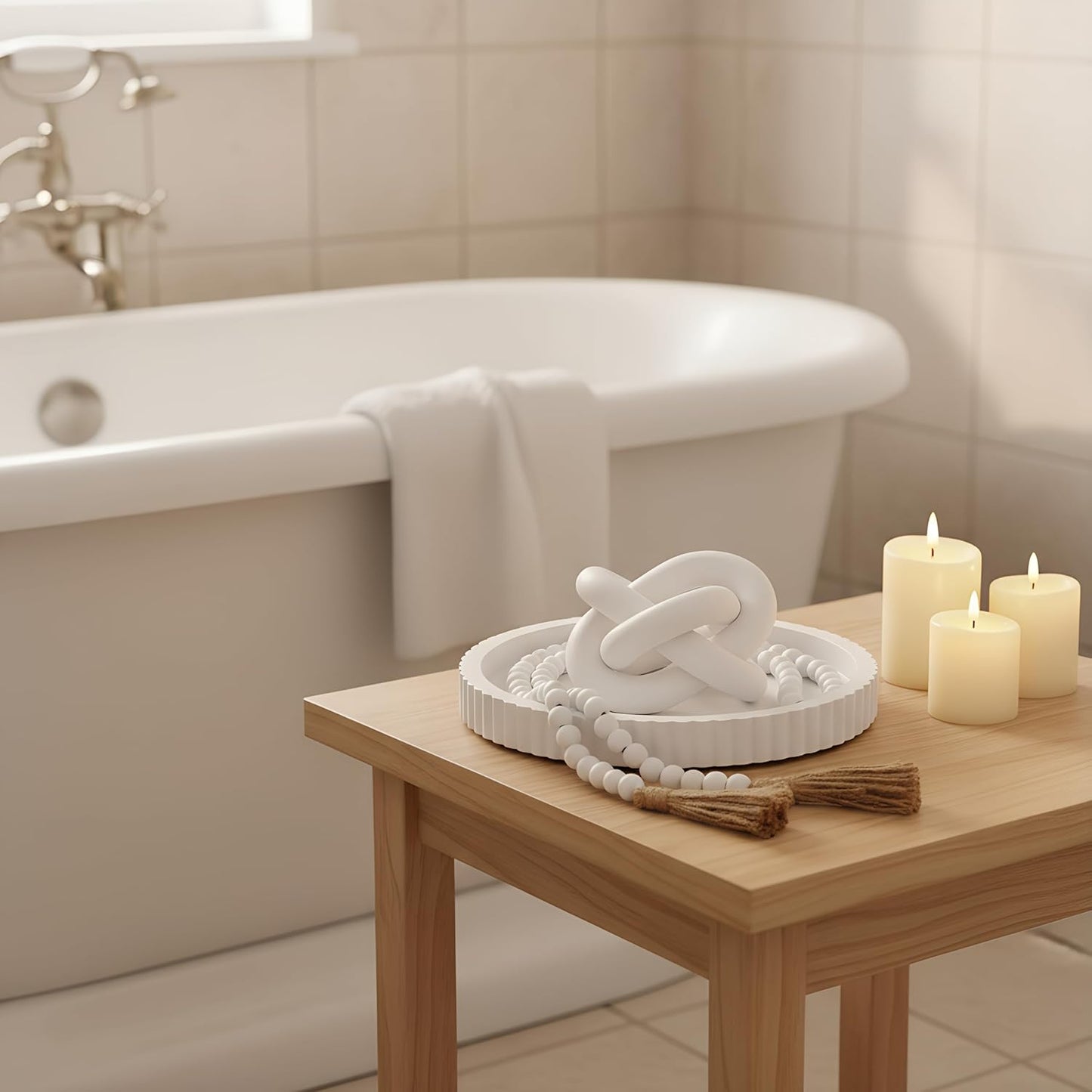 Farmhouse Decorative Tray Set / White / Set of 3