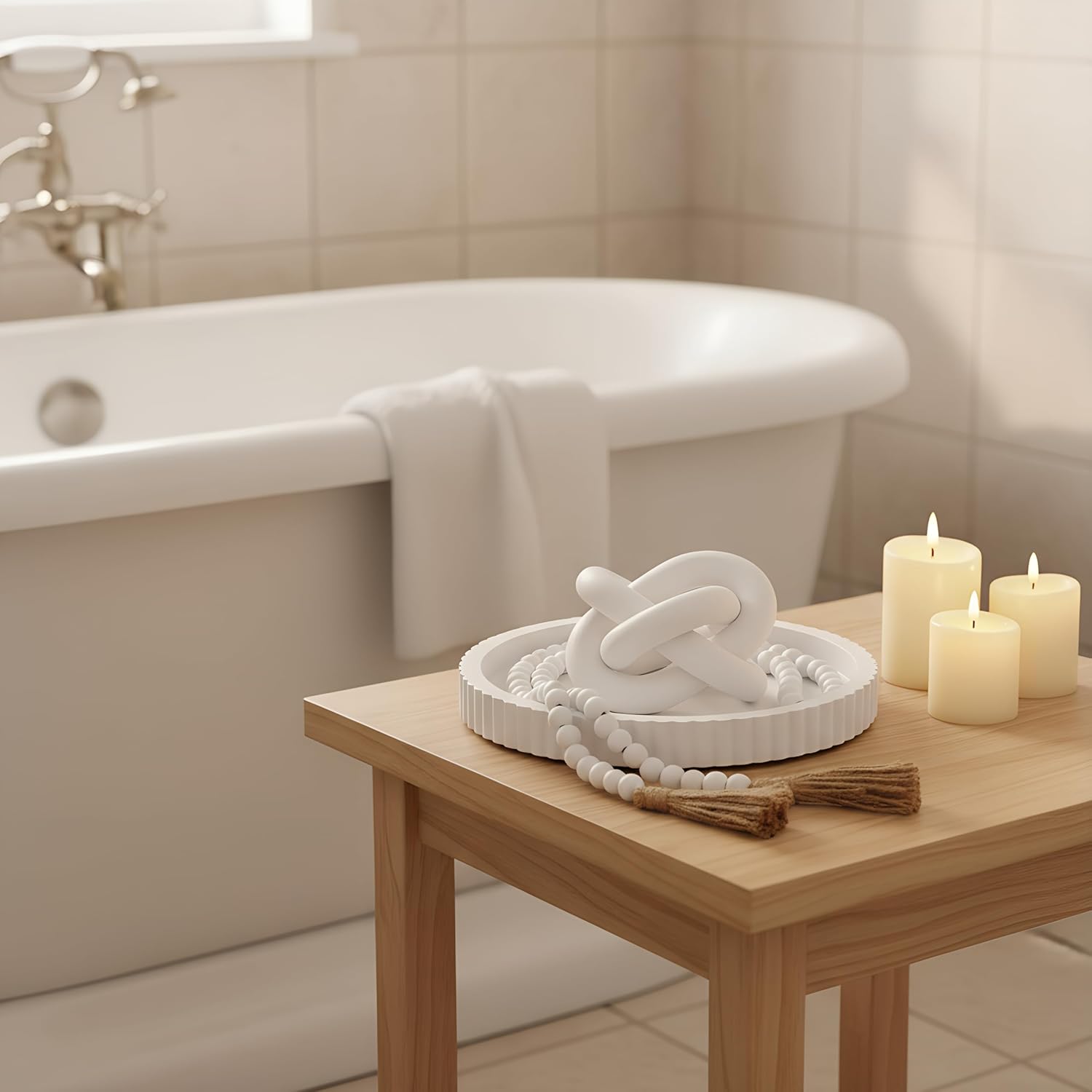 Farmhouse Decorative Tray Set / White / Set of 3