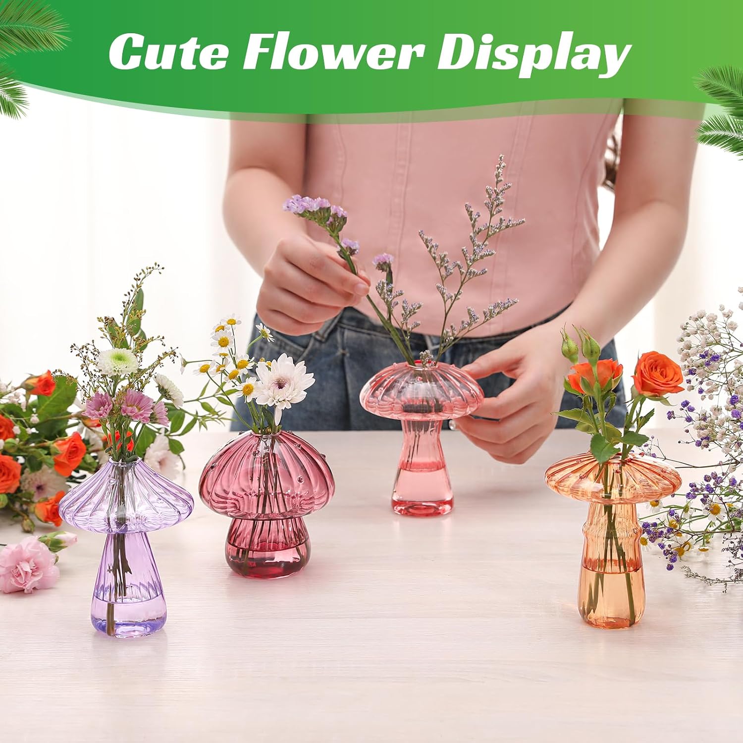 Mushroom Glass Vases / Set of 10