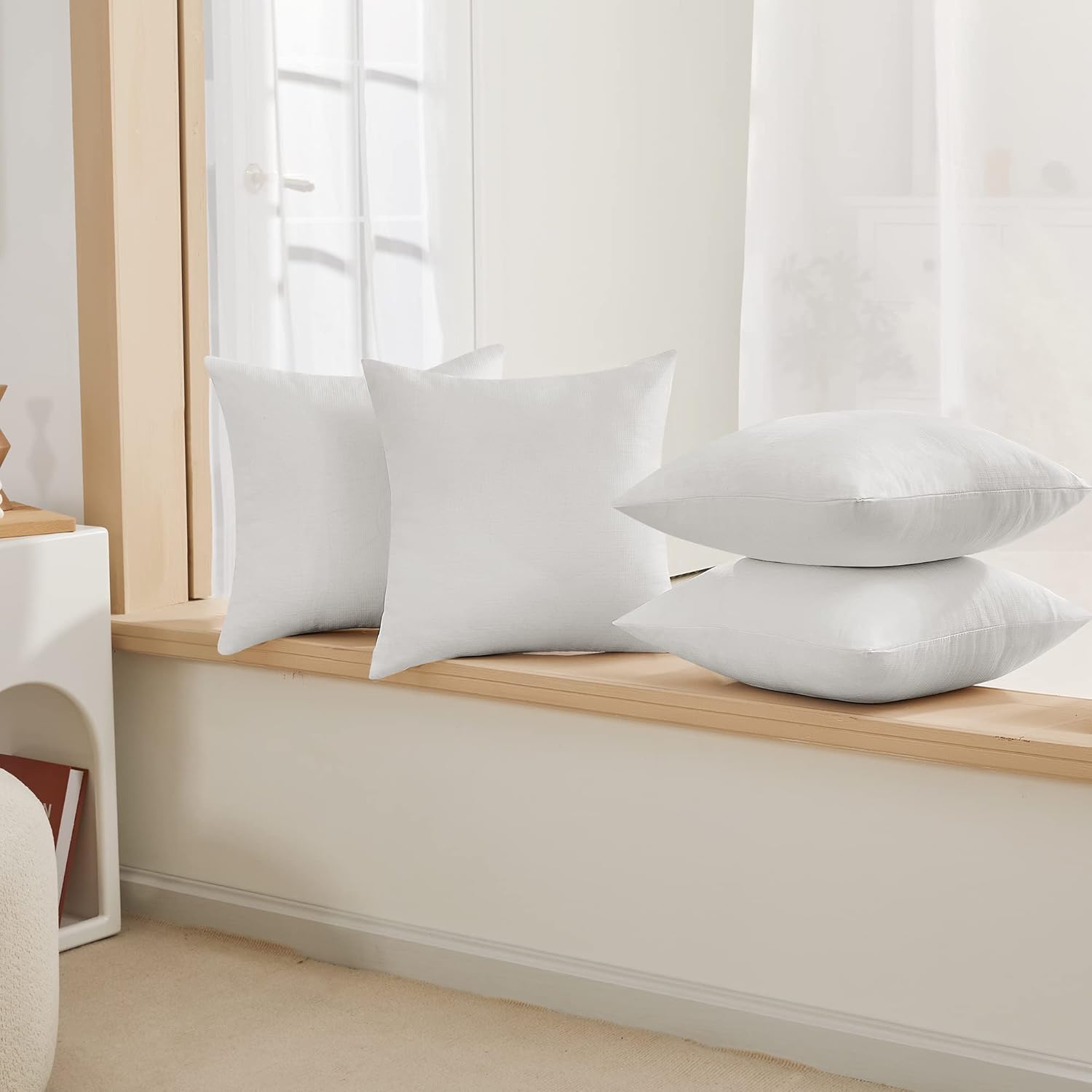 Covers Only No Insert / 18 x 18 / Natural White / Set of 4