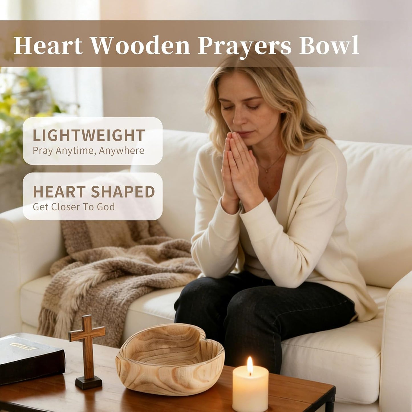 Small Heart Shaped Wood Key Bowl / 7.87 Inches