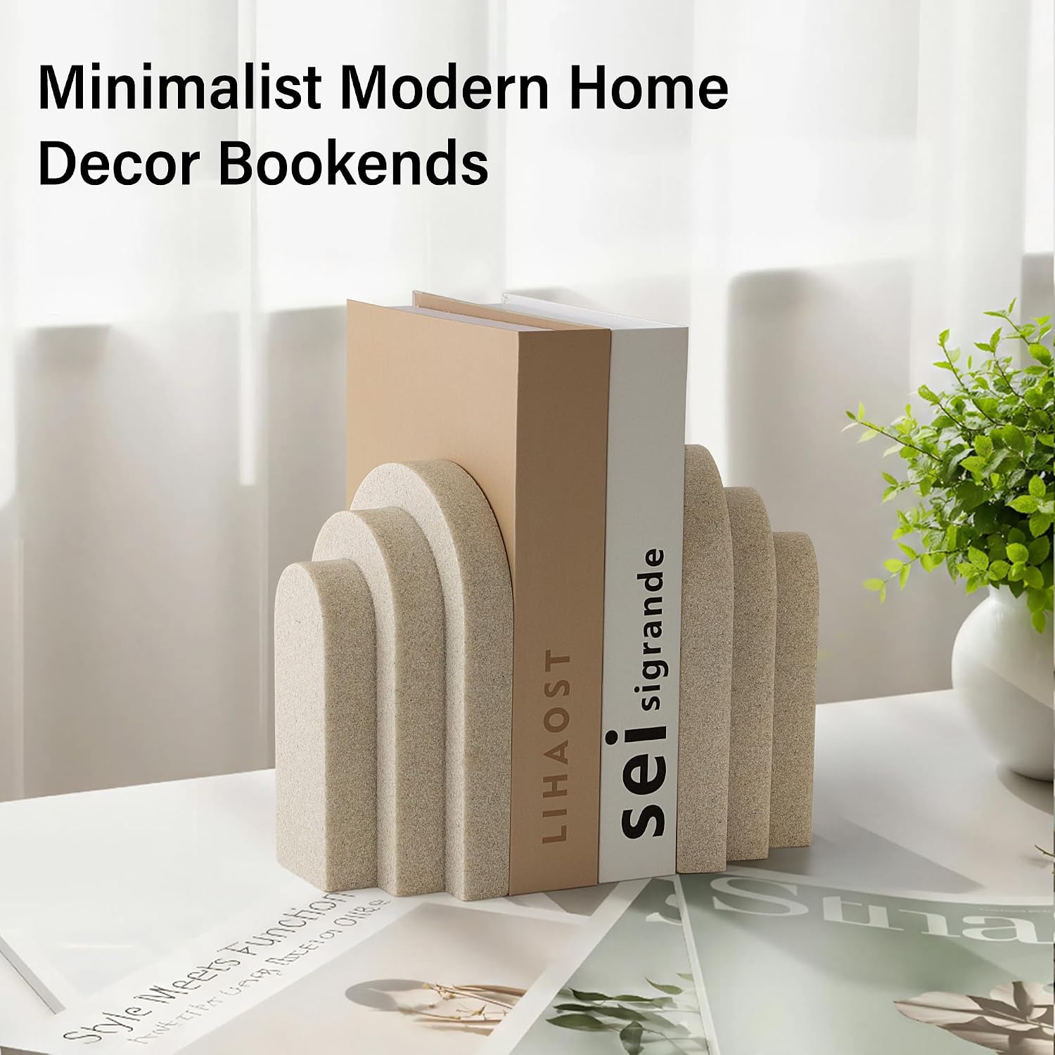 Decorative Modern Bookends / Beige