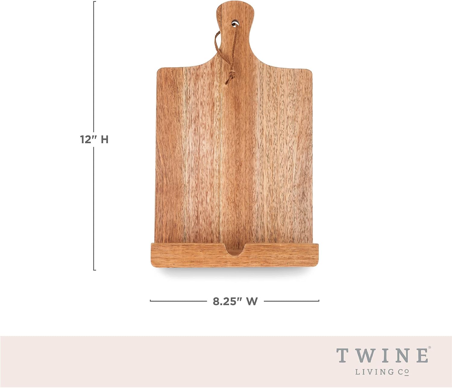 Twine Cookbook Stand, Acacia Wood Tablet Stand, Recipe Book Holder, Rustic Kitchen Decor Countertop Display, Acacia