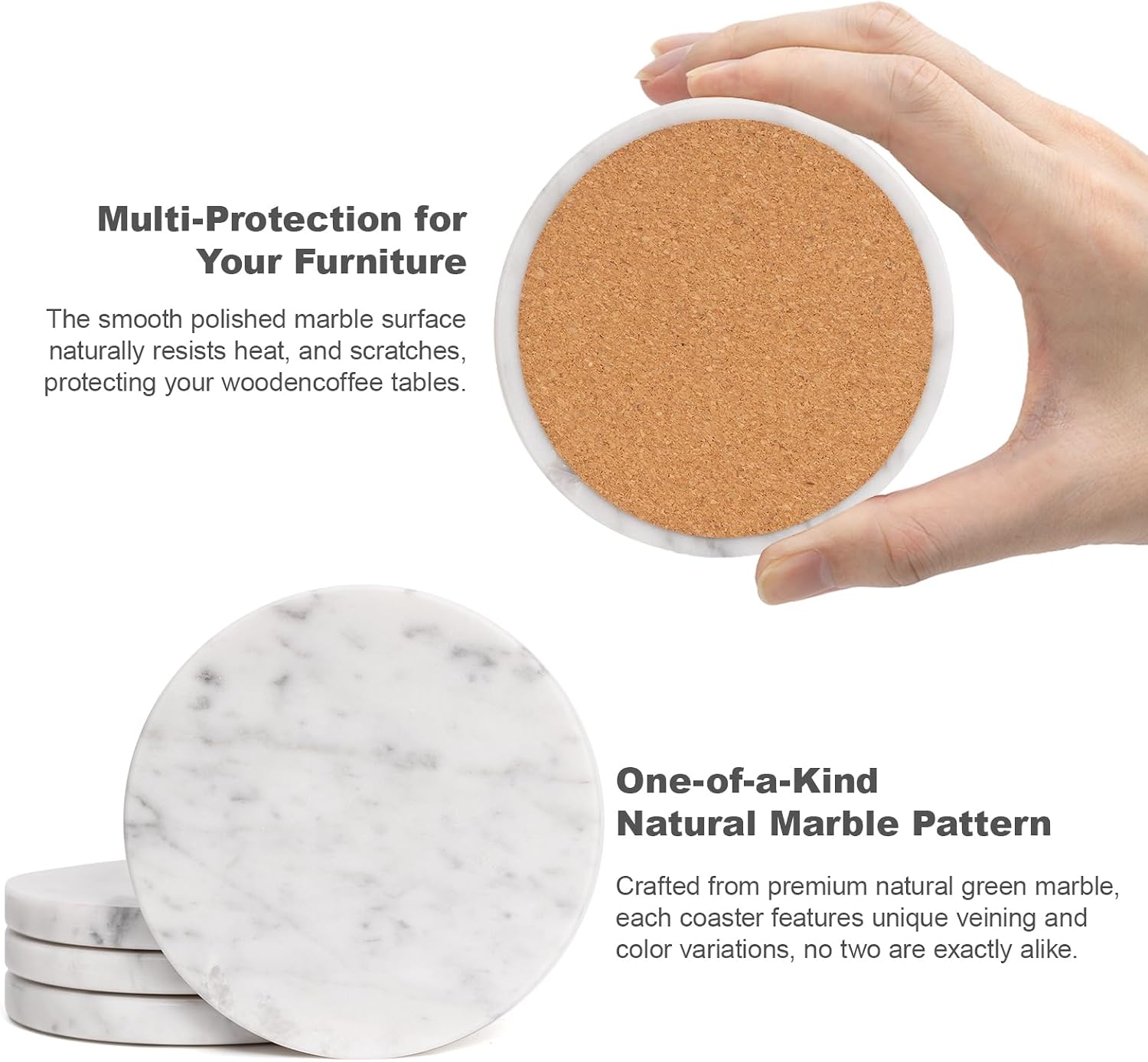 Natural Stone Design / White / Set of 4