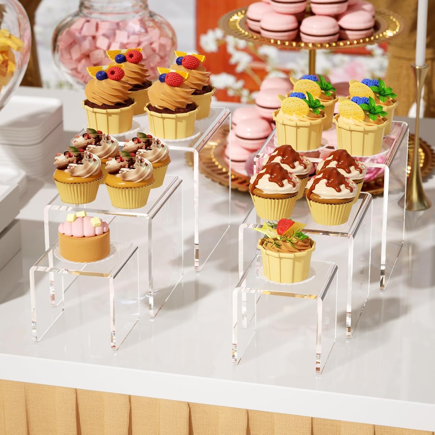 Cake Stands for Candy Dessert Table Decorations / X2set / Clear / 3 x 4 x 5 / Set of 2