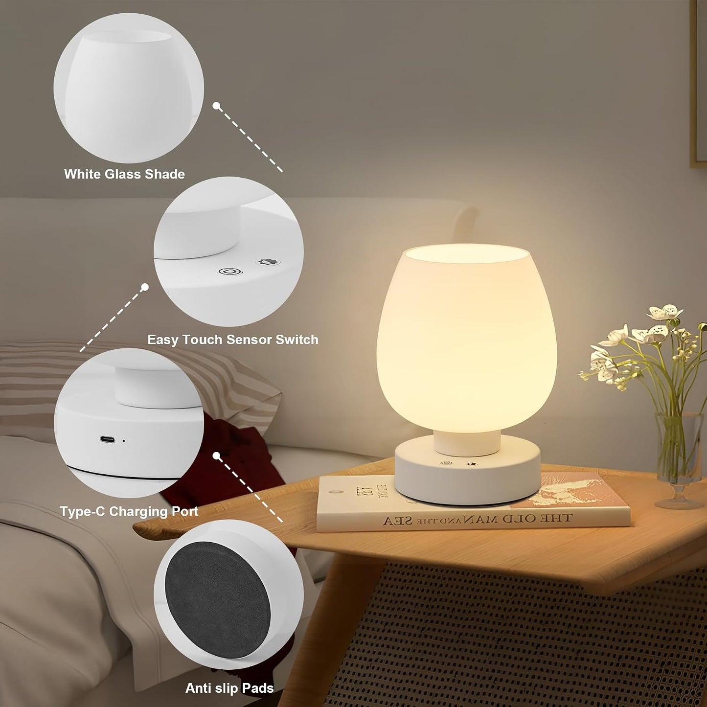 Rechargeable Battery Operated Desk Lamps / White