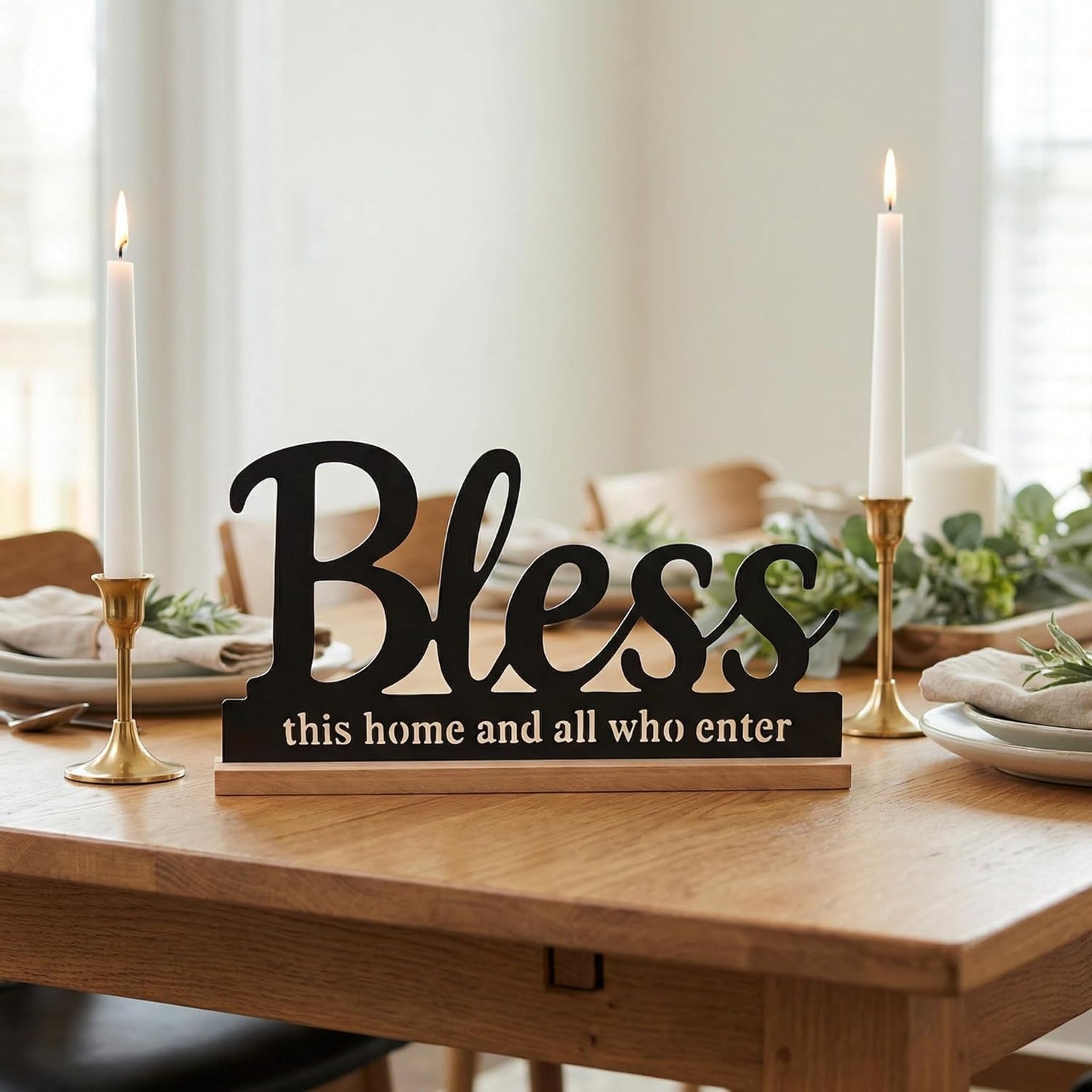 Metal Bless This Home Sign for Tabletop Decor / Black-bless / 11.6 Inch