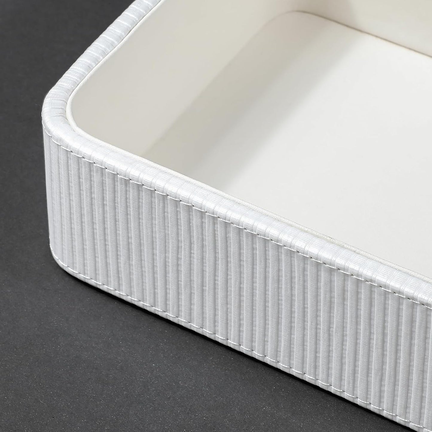 PU Leather Valet Tray Organizer / White / 9.5 x 5.9 x 2.2