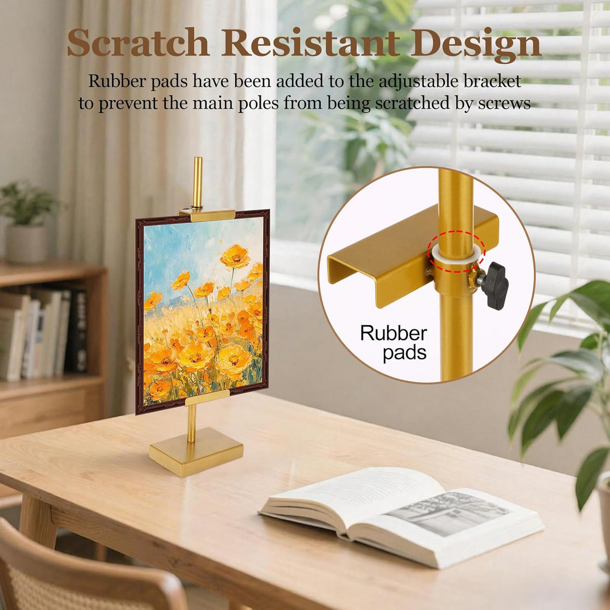 30'' Adjustable Tabletop Easel Stand, Gold Easel for Display | Steady and Elegant Picture Easels for Display, Picture