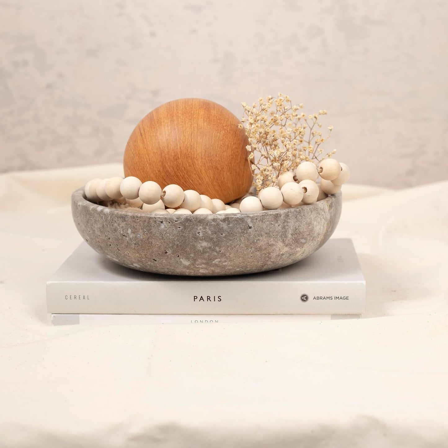 Travertine Decorative Bowls / Silver-gray