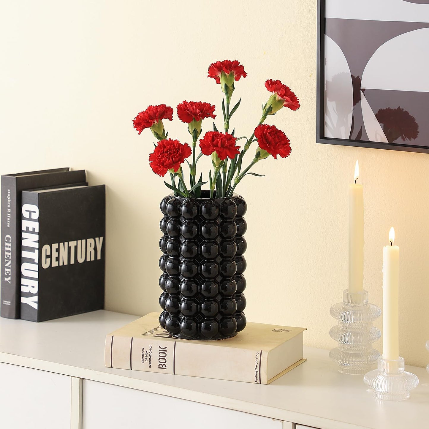 Modern Vases / Ceramic Vase for Flowers / Black / Large