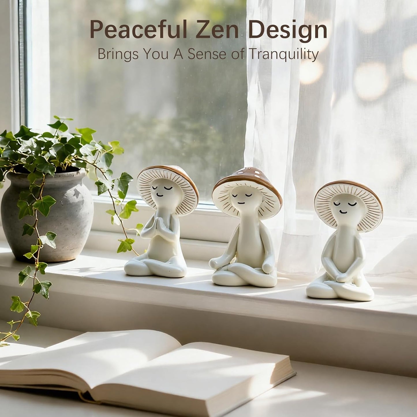 Yoga Figurines for Desk / Mushroom / Set of 3