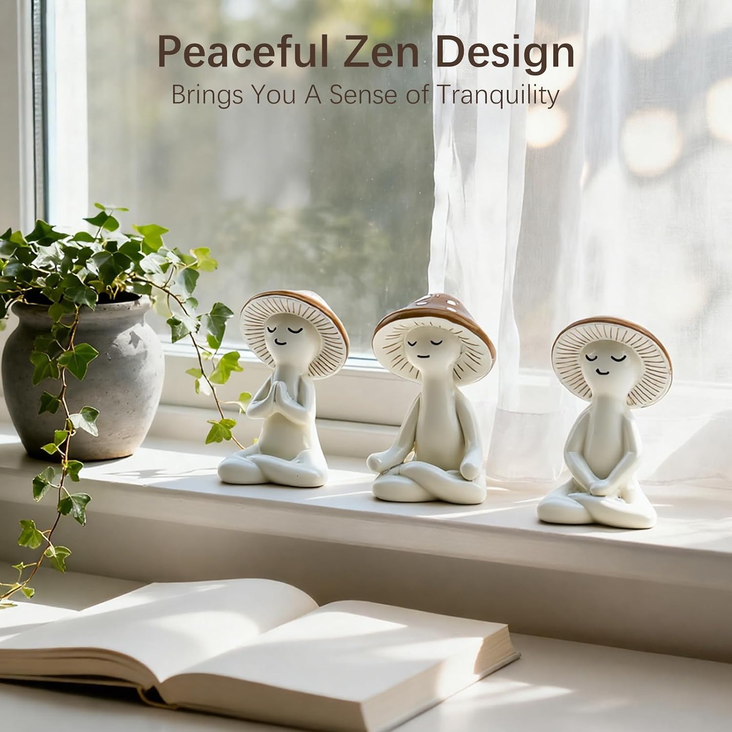 Yoga Figurines for Desk / Mushroom / Set of 3