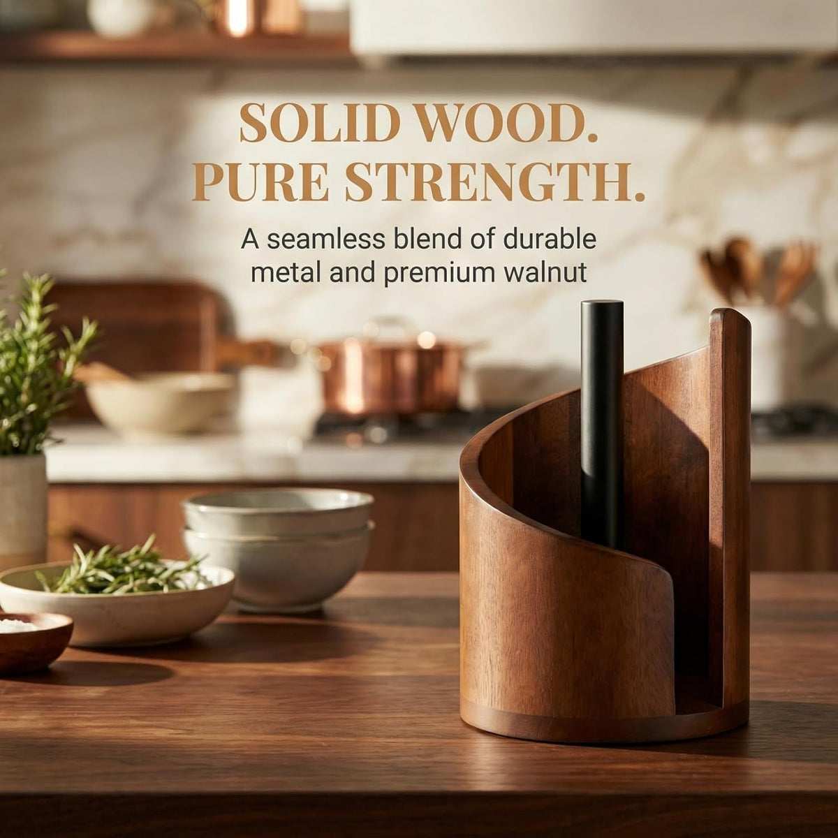 Yamagata Tissue Holder for countertop use, Made of Mango Wood, Sturdy and Stable, Rustic Style Decoration for Kitchen