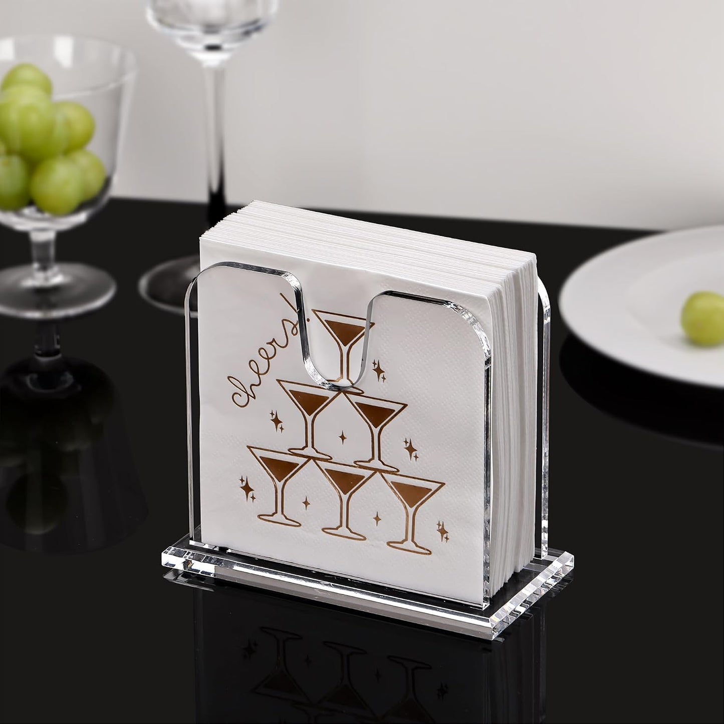 8mm Thickened base / 5.75 x 5 x 2.87 / Cocktail Napkin Holder / Clear
