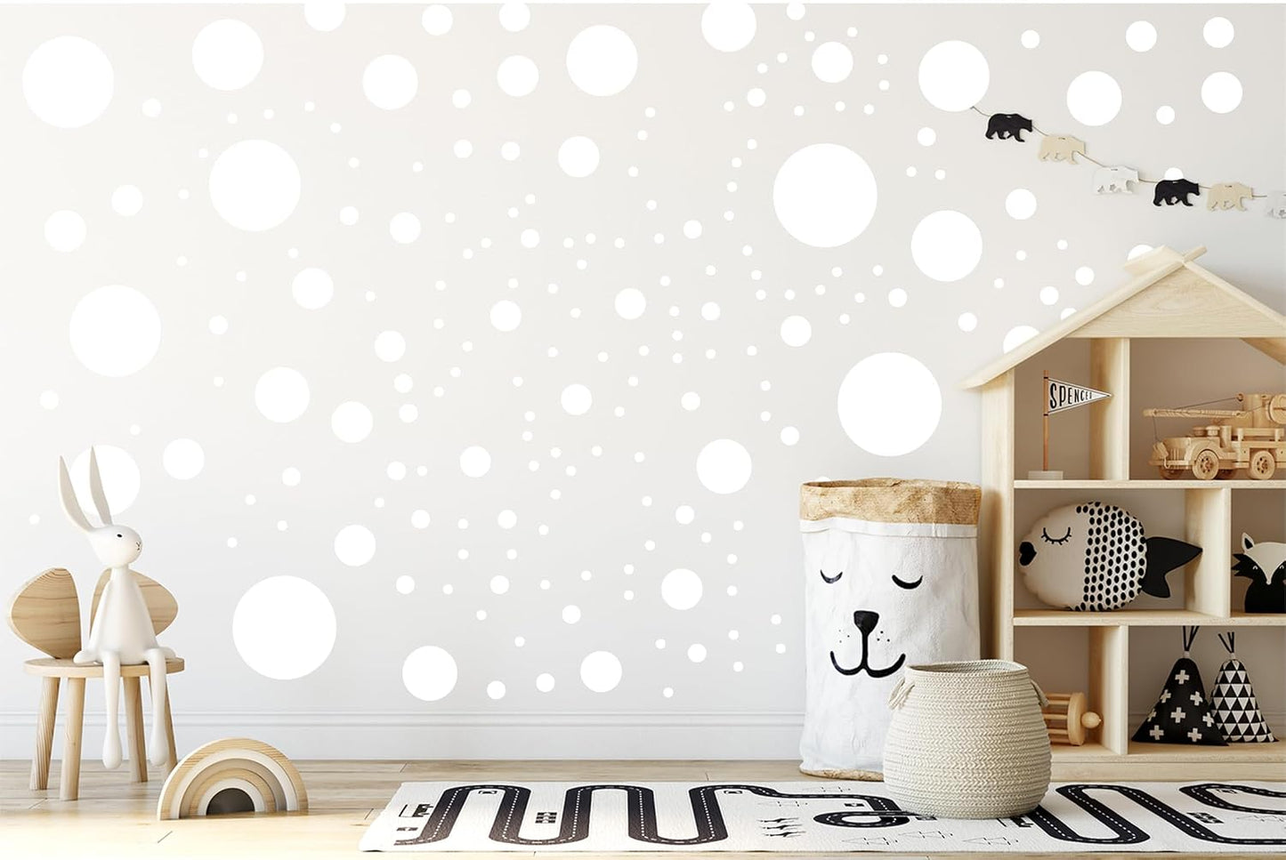 500+ Assorted Polka Dot Circle Wall Stickers for Kids Bedroom Living Room / White