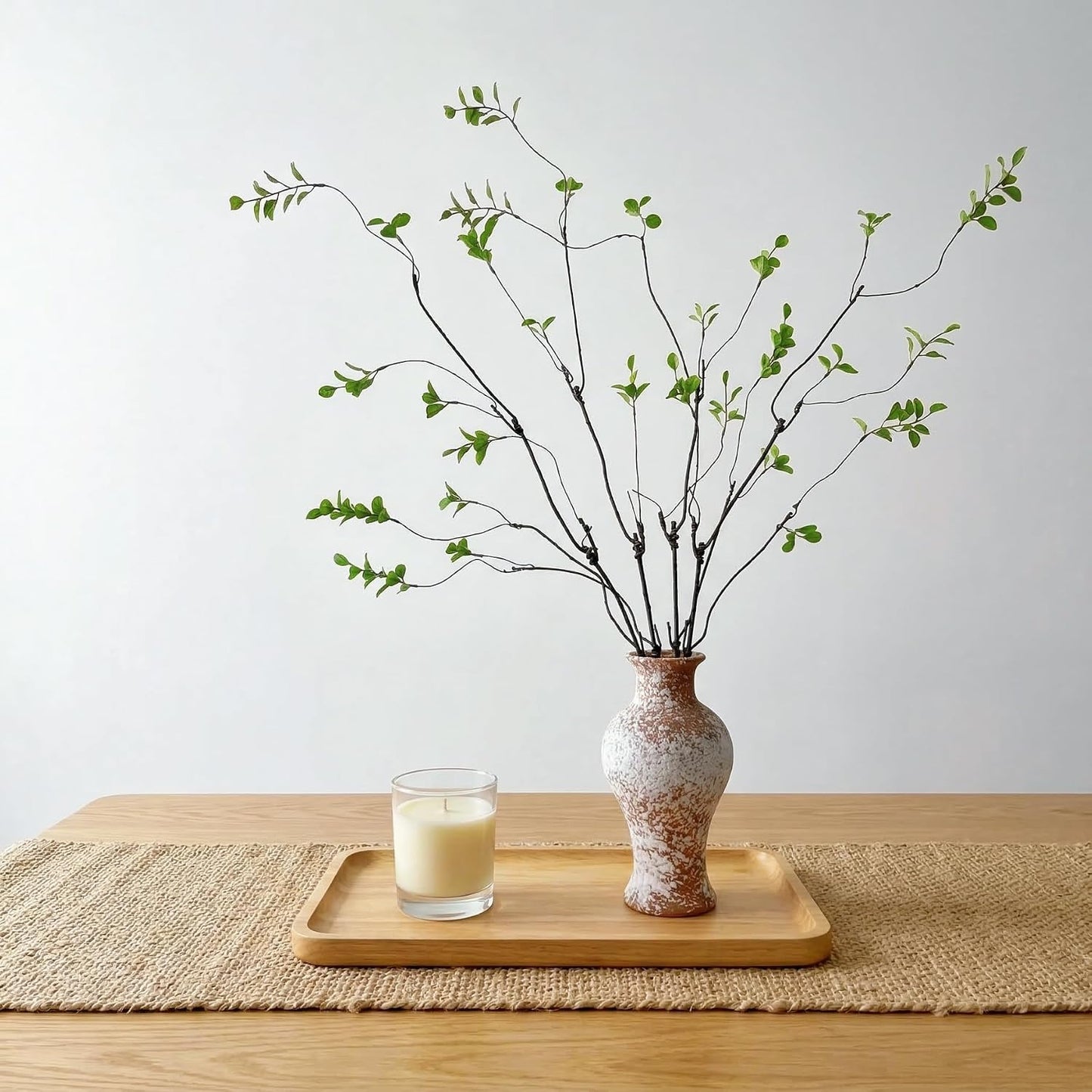 Artificial Greenery Stems Faux Branches for Vase / Green / 37.4 Inch / Set of 4