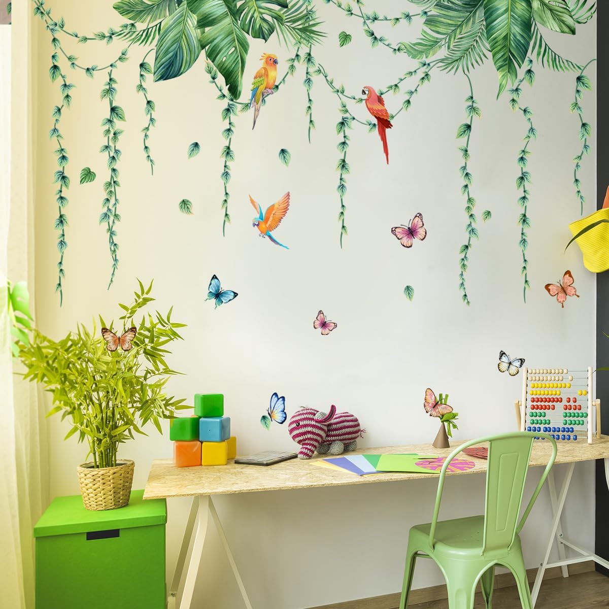 Jungle Wall Decals Peel and Stick / Green-a