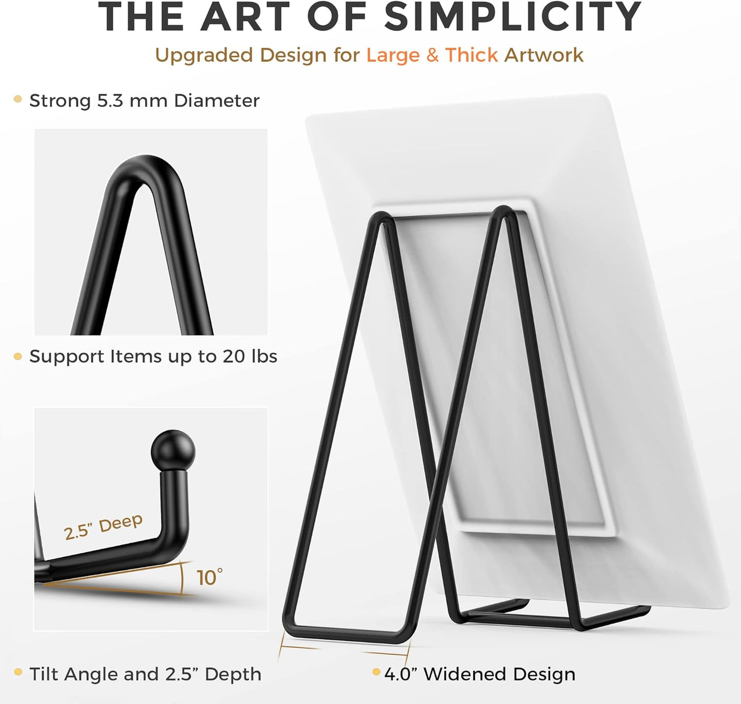 Metal Plate Holder Display Stand + Picture Frame Holder Stand + Small / 10 Inch