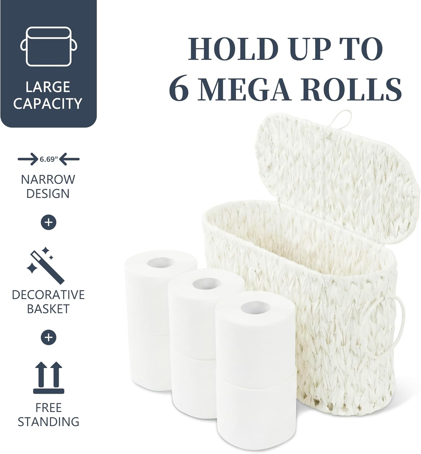 Decorative Boho Wicker Basket / Cream White