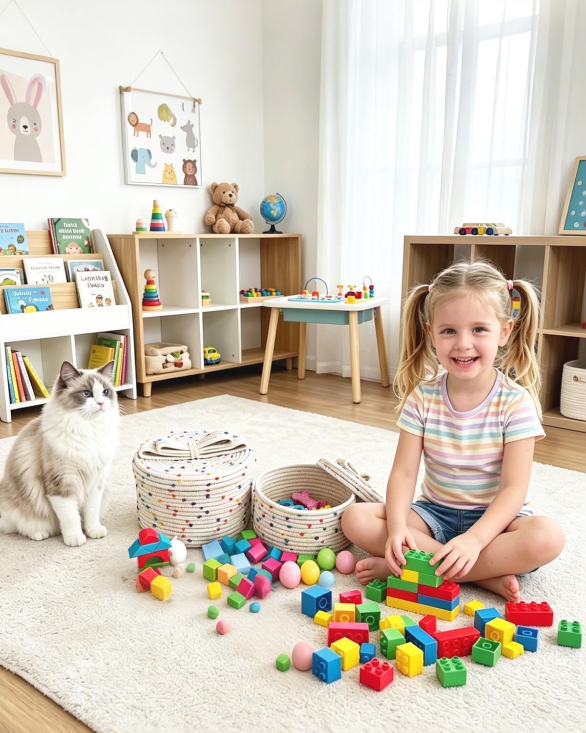 Small Woven Storage Baskets / Rainbow / S+L