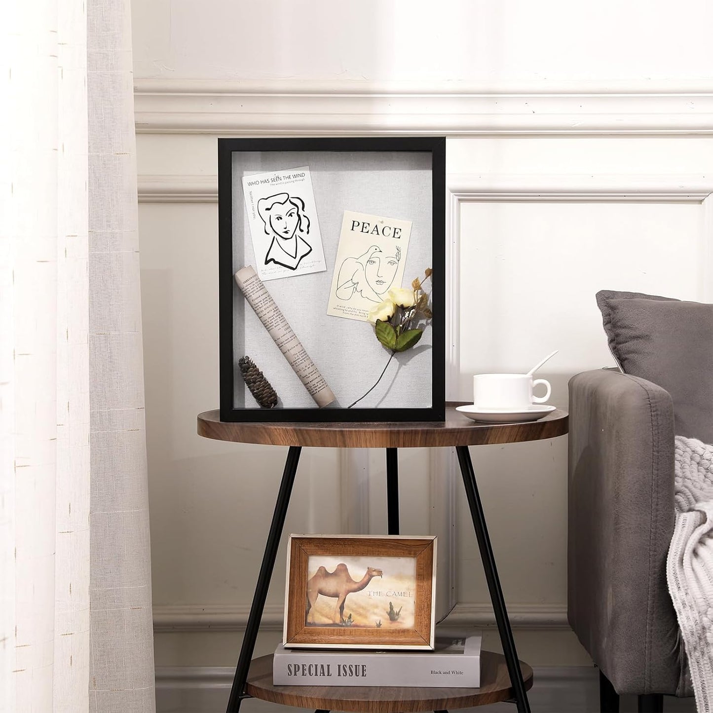 Muzilife 11x14 Shadow Box Wood Picture Frame, HD Glass, 2PCS, Black | FSC-Certified MDF | Soft Acid-free Linen Board