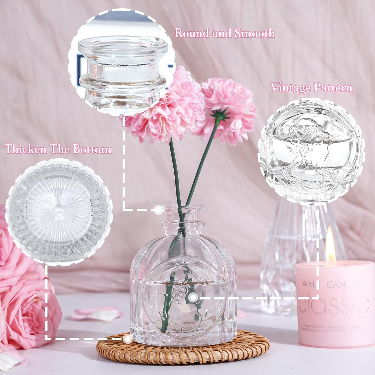 Clear Glass Bud Vases / Standard-clear / Set of 12