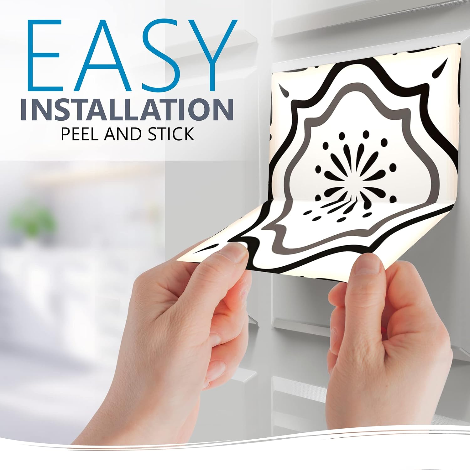 & White Collection Peel and Stick Tile Stickers 24 PC Set backsplash Tile Decals Bathroom & / Black