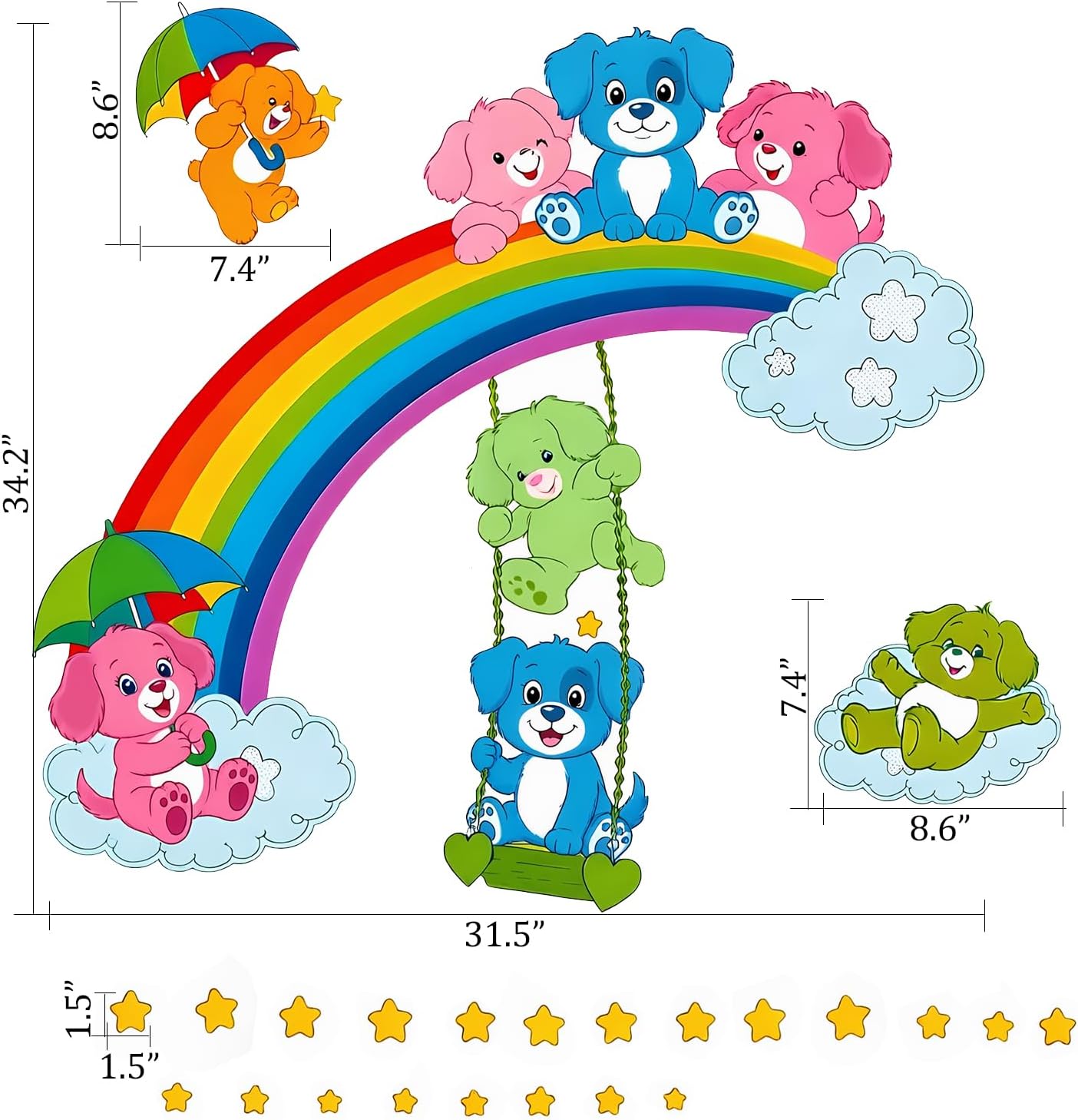 Cheerful cartoon bear wall decal