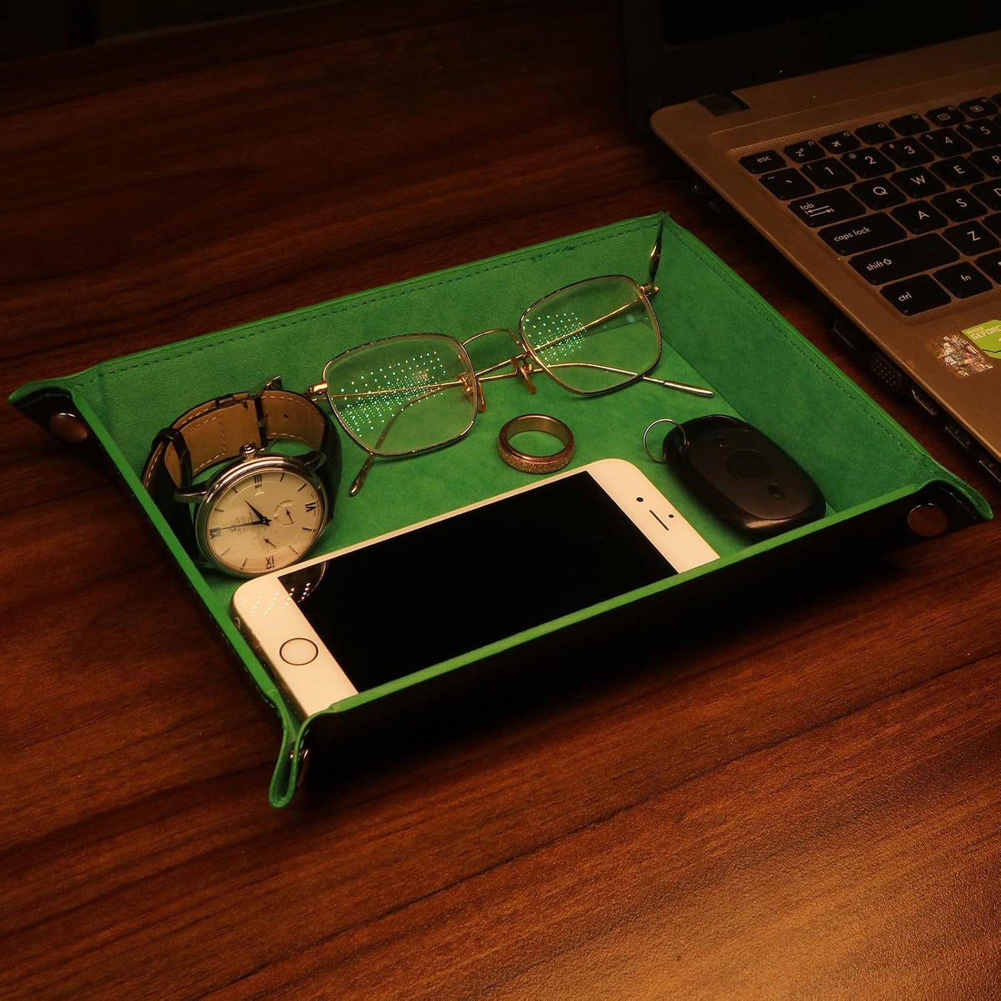 Valet Organizer / Catchall Tray for Jewelry / Green